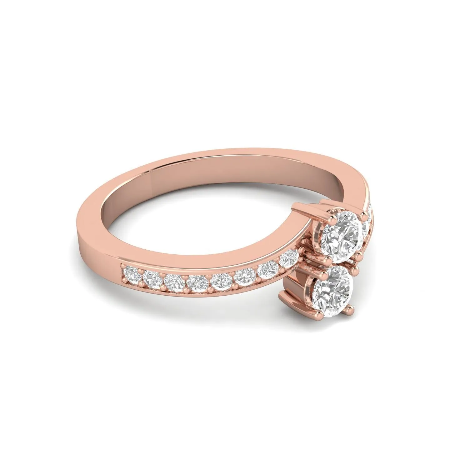 3/4 Carat TW Diamond Two Stone Ring in 10k Rose Gold (J-K, I2-I3)