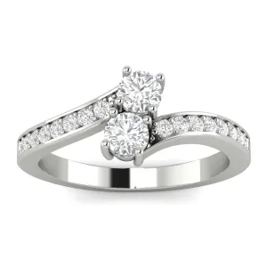 3/4 Carat TW Diamond Two Stone Ring in 10k White Gold (K-L, I2-I3)