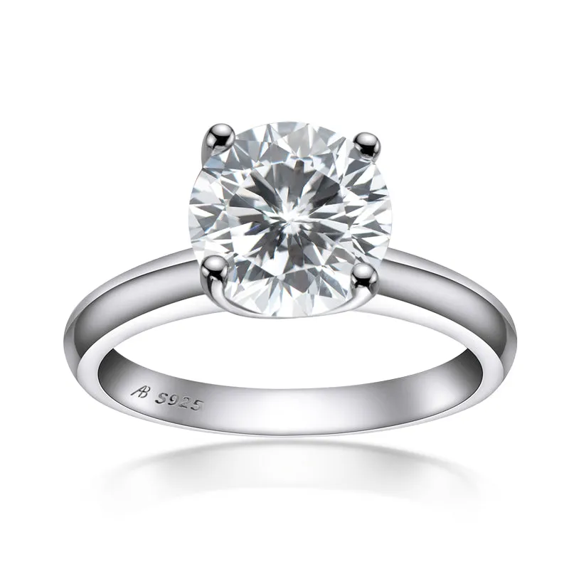 3ct Round Moissanite Diamond Solitaire Ring
