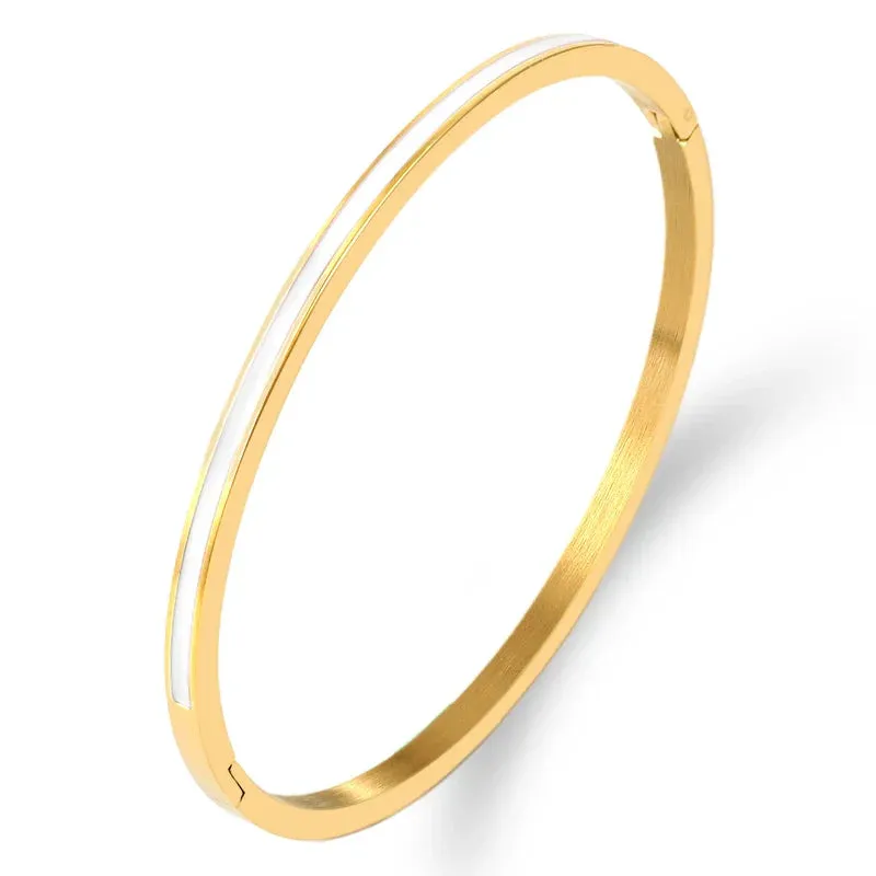 3mm Width Colorful Enamel Thin Bangles Stainless Steel Gold Color Cute Lover Bracelets for Women Trendy Jewelry