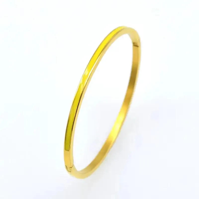 3mm Width Colorful Enamel Thin Bangles Stainless Steel Gold Color Cute Lover Bracelets for Women Trendy Jewelry