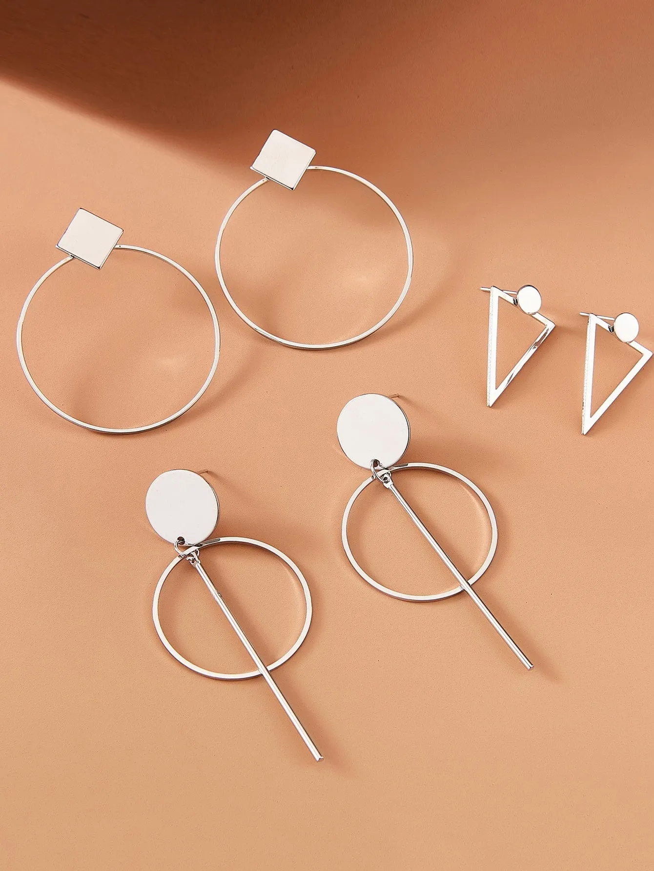 3pairs Geometric Design Earrings  - FD ⚡
