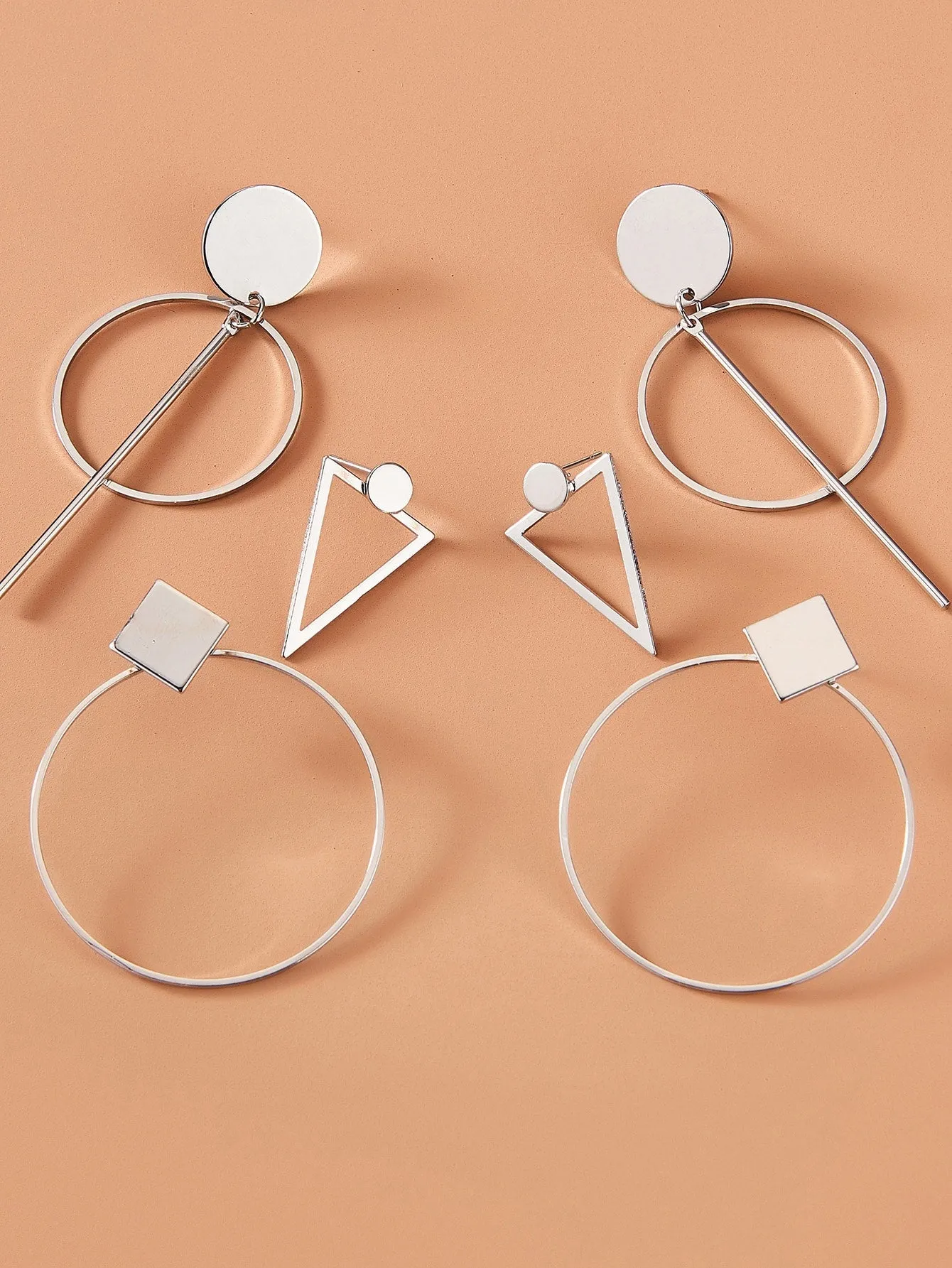 3pairs Geometric Design Earrings  - FD ⚡