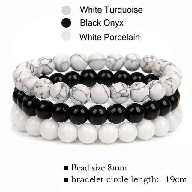 3Pcs/Set 8mm Natural Stone Unisex Jewelry Bracelet