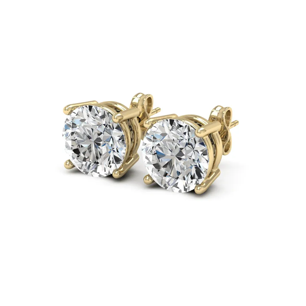 4.00 d.e.w cts 8mm Round Lyra Moissanite Stud Earrings