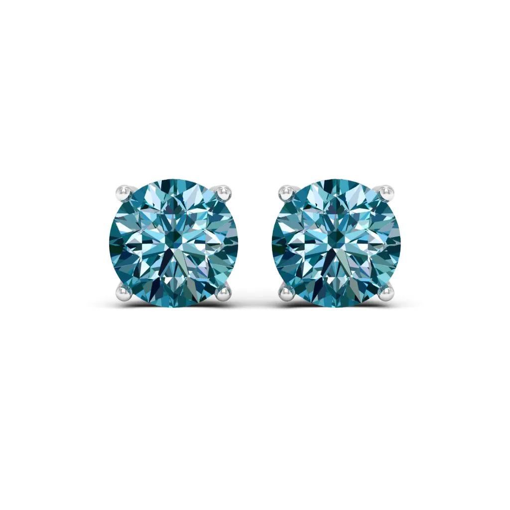 4.00 d.e.w cts 8mm Round Lyra Moissanite Stud Earrings