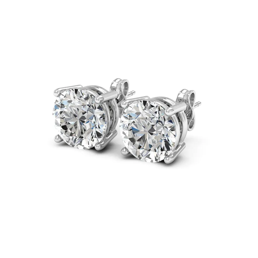 4.00 d.e.w cts 8mm Round Lyra Moissanite Stud Earrings