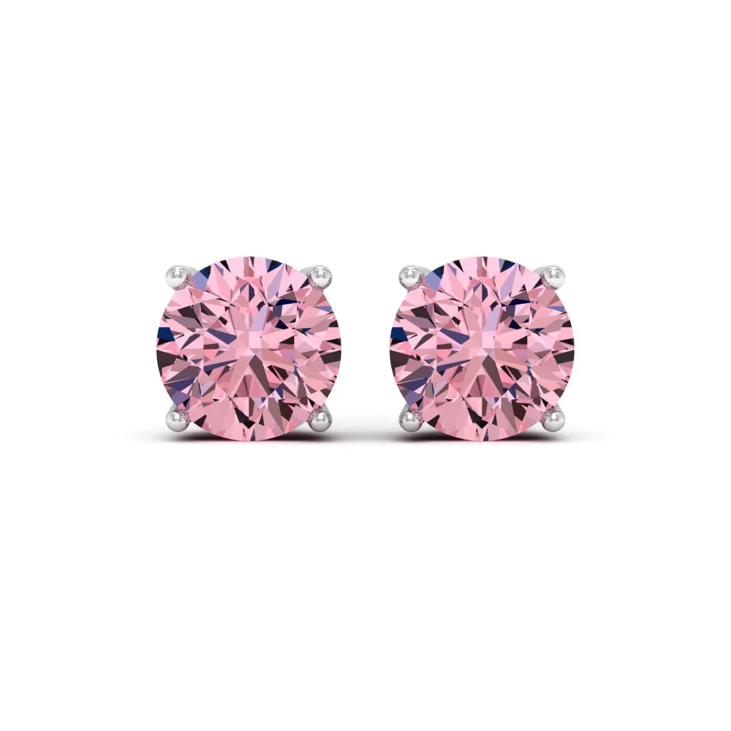 4.00 d.e.w cts 8mm Round Lyra Moissanite Stud Earrings