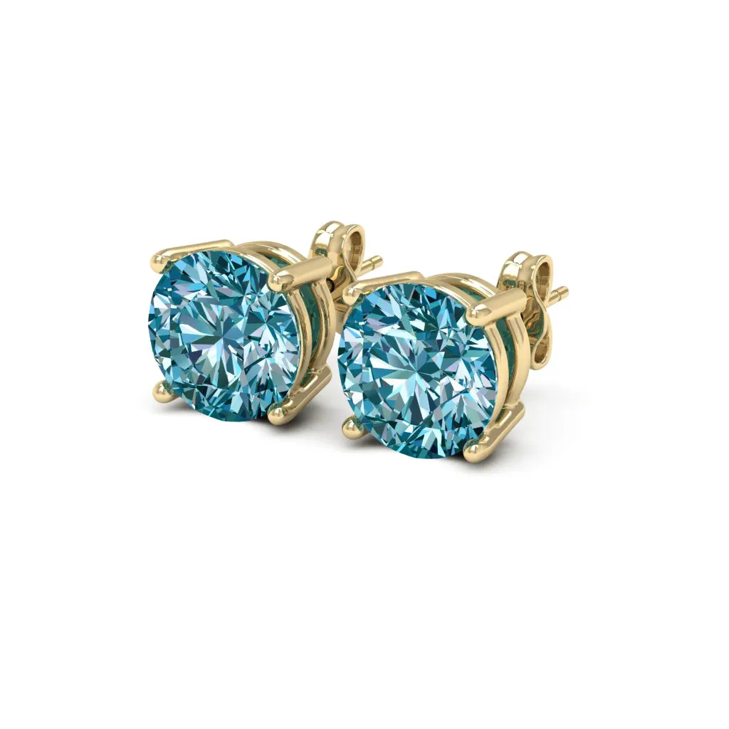 4.00 d.e.w cts 8mm Round Lyra Moissanite Stud Earrings