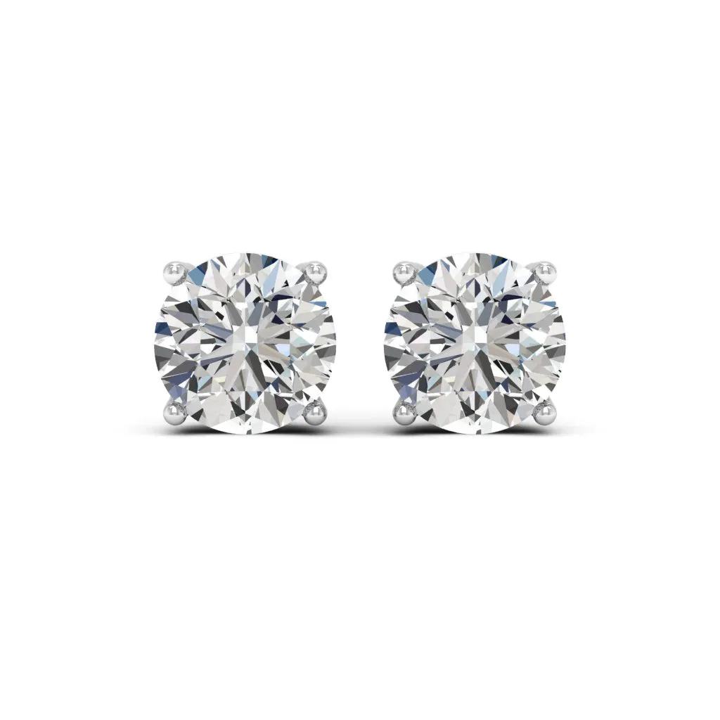 4.00 d.e.w cts 8mm Round Lyra Moissanite Stud Earrings