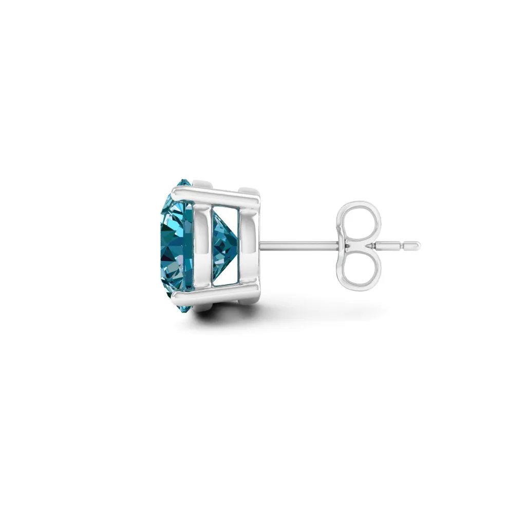 4.00 d.e.w cts 8mm Round Lyra Moissanite Stud Earrings