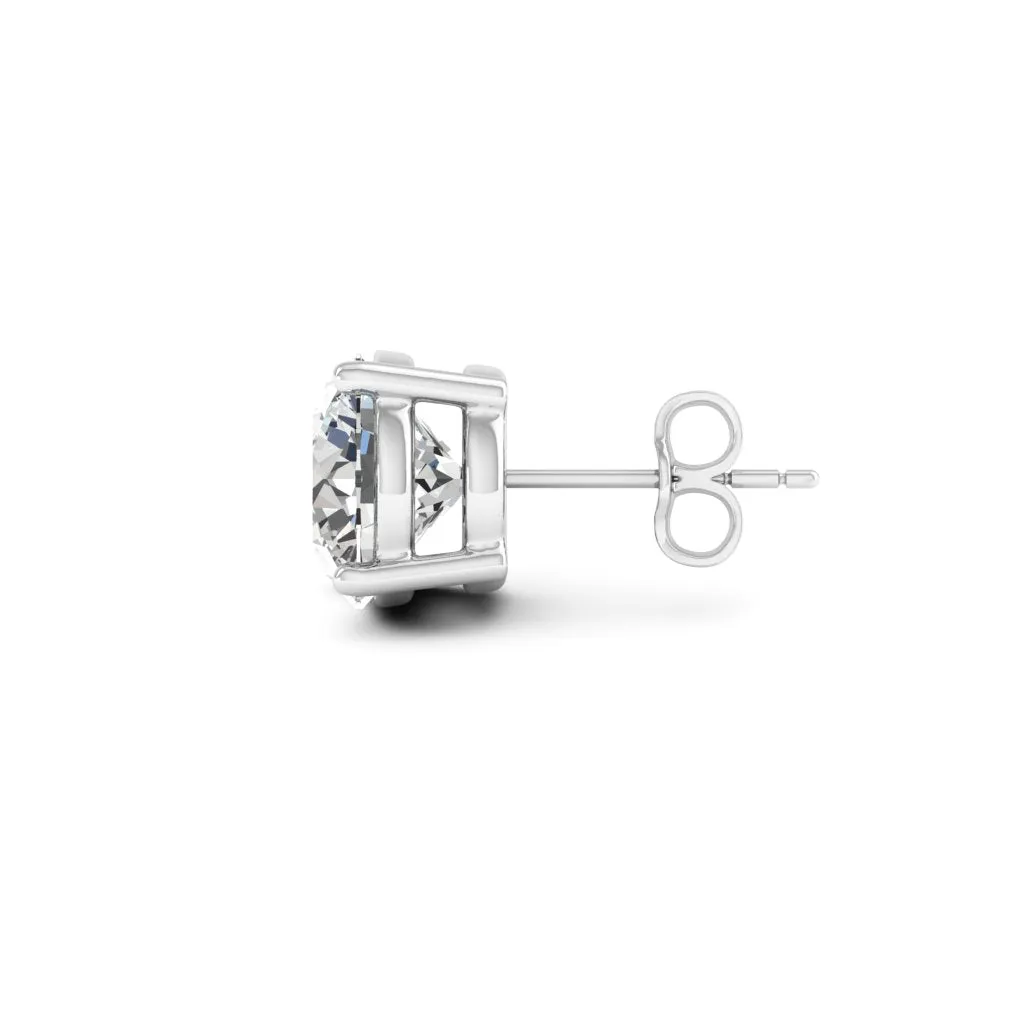 4.00 d.e.w cts 8mm Round Lyra Moissanite Stud Earrings