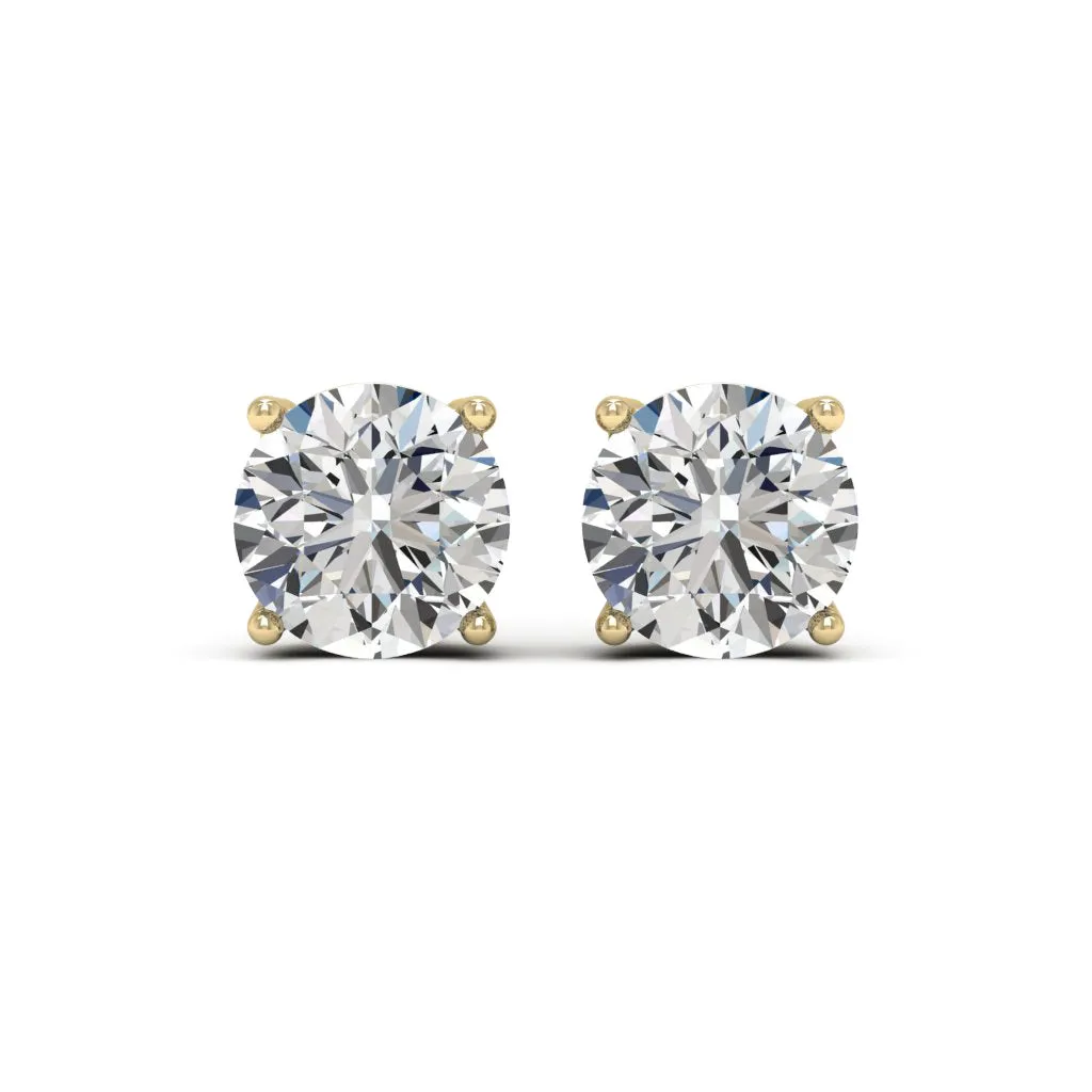 4.00 d.e.w cts 8mm Round Lyra Moissanite Stud Earrings