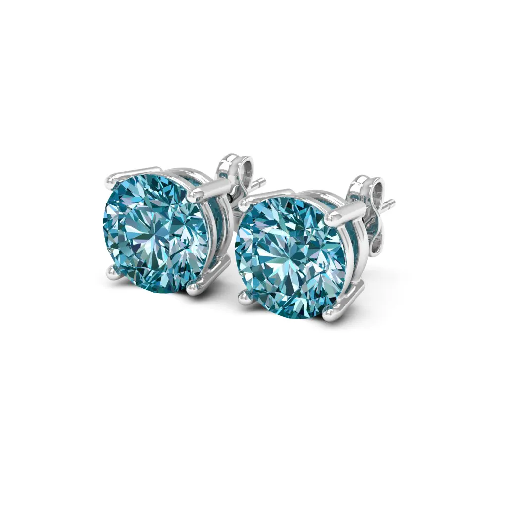 4.00 d.e.w cts 8mm Round Lyra Moissanite Stud Earrings