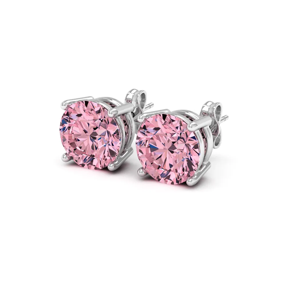 4.00 d.e.w cts 8mm Round Lyra Moissanite Stud Earrings