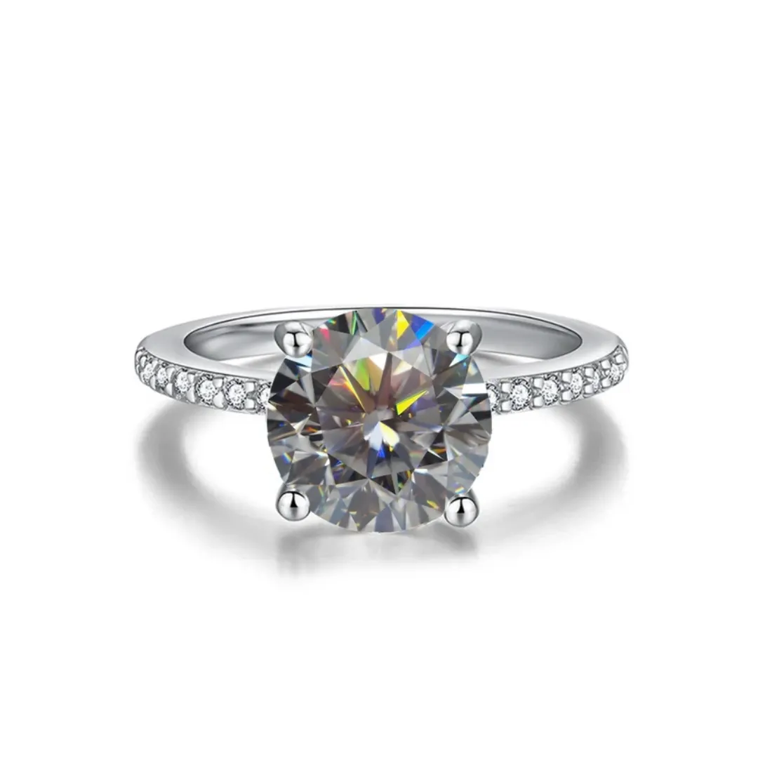 5 Carat Gray Moissanite Ring
