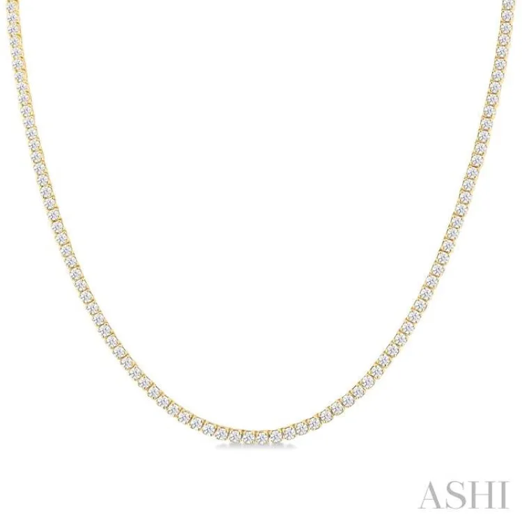 5 ctw Round Cut Diamond Eternity Illusion Tennis Necklace in 14K Yellow Gold