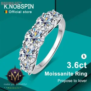 5 Stones 3.6CT D Color Moissanite Rings for Women Sparkling Diamonds with Certificates 925 Sterling Sliver Wedding Ring