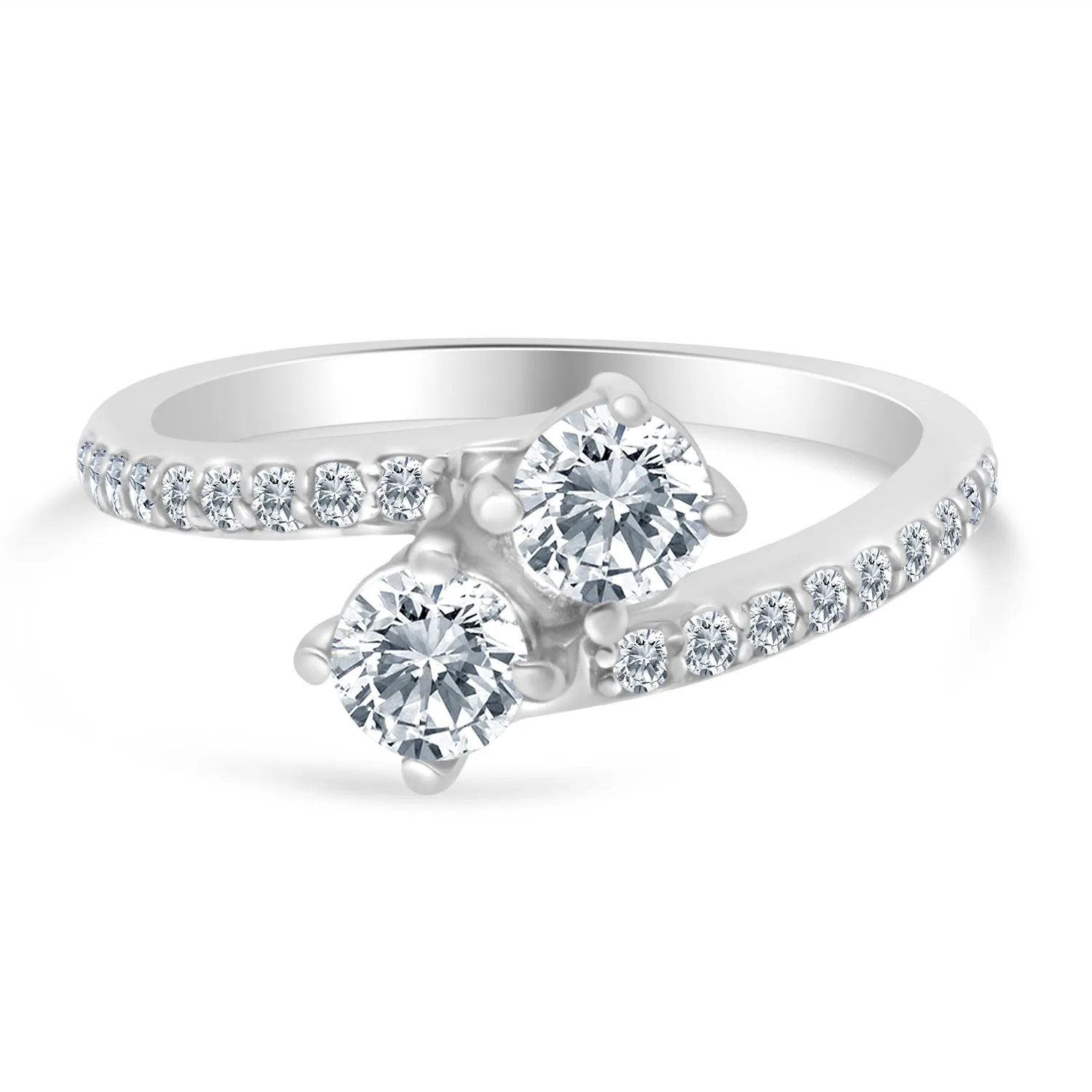 5/8ctw Diamond Two Stone Engagement Ring in 10k White Gold (J-K, I2-I3)