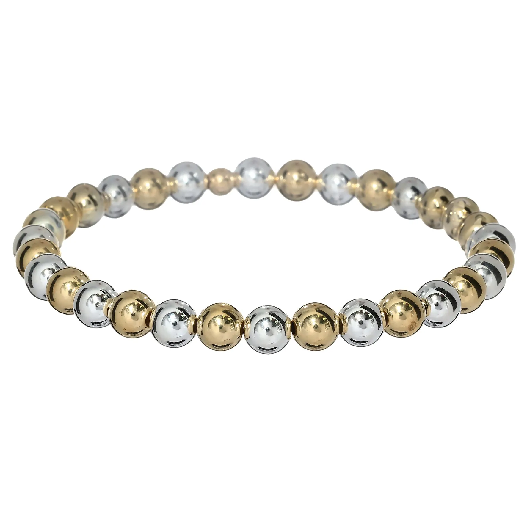6mm 2-TONE CLASSIC  | Gold Filled & Silver Classic Beads Bracelet