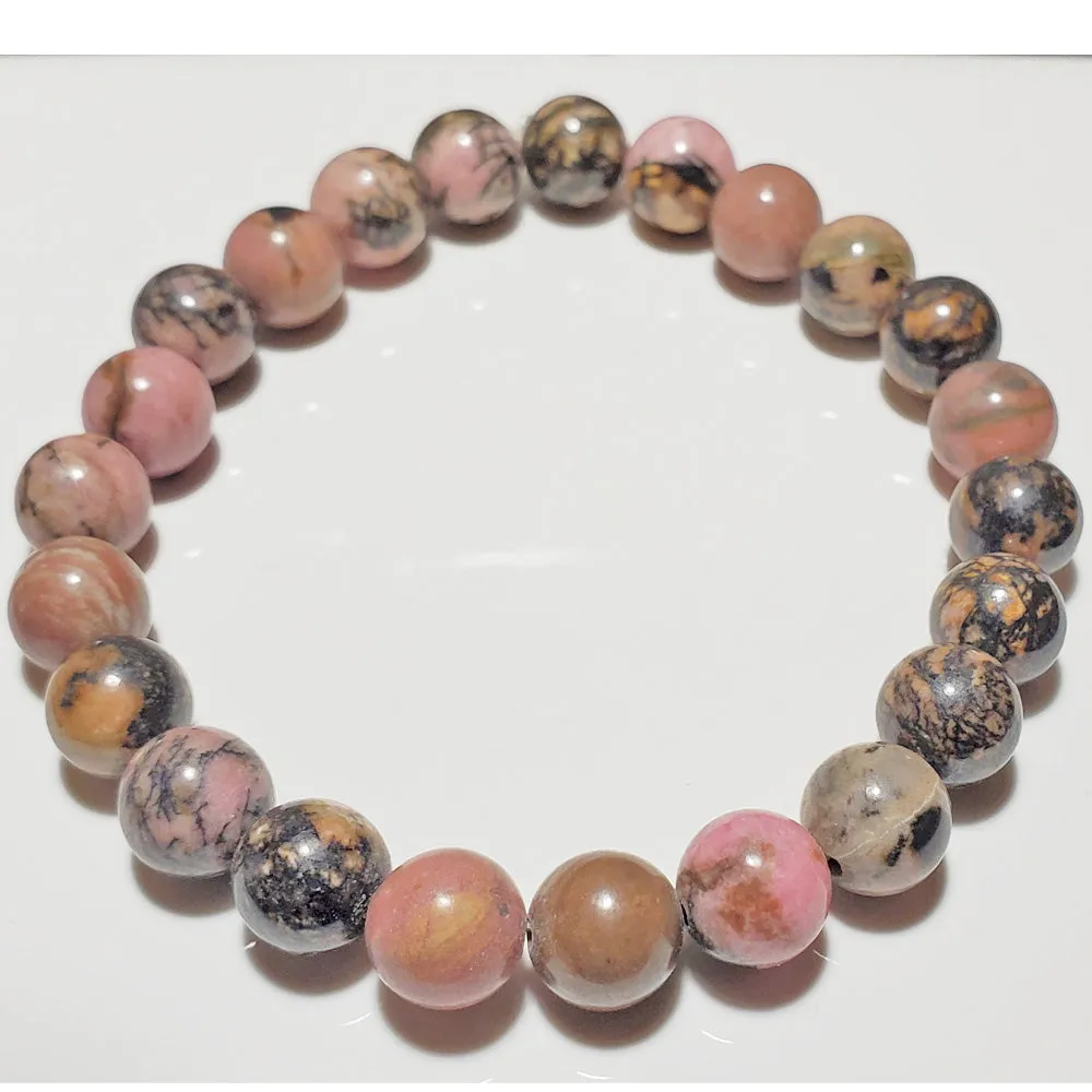 8mm Rhodonite Elastic Stretch Bracelet