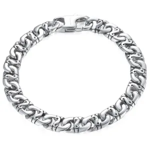 9.5mm Men's Biker Bracelet Silver Color 316L Stainless Steel Marina Link Chain Bracelets for Women Wholesale Jewelry HB19