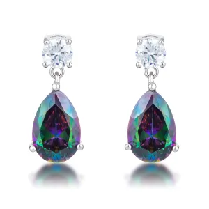 9.9Ct Rhodium Mystic Iridescent Teardrop Earrings