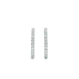 9ct White Gold Inside/ Outside Lab Grown Diamond Hoop Earrings TDW= 2ct