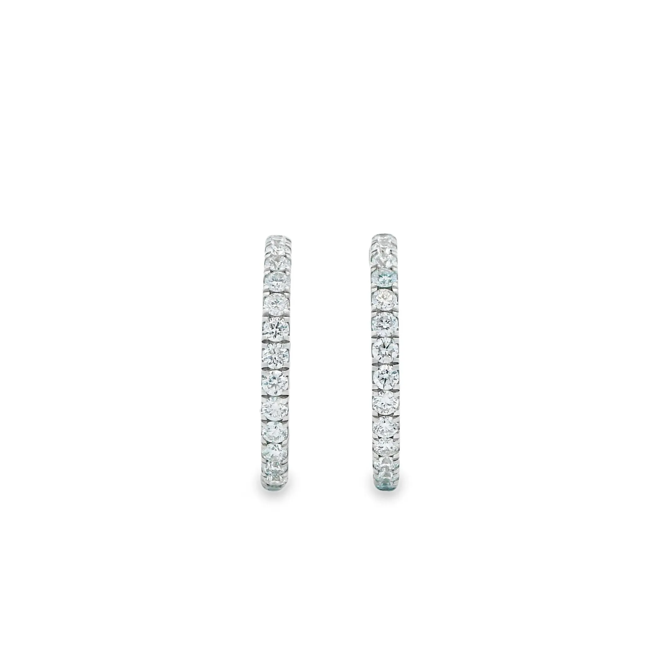9ct White Gold Inside/ Outside Lab Grown Diamond Hoop Earrings TDW= 2ct