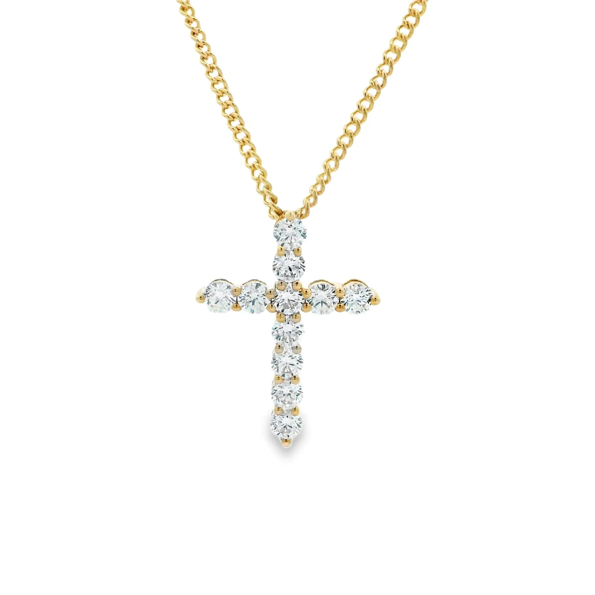 9ct Yellow Gold Lab Grown Diamond Cross Pendant TDW= 1.25ct