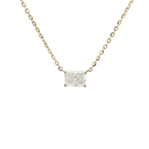 9ct Yellow Gold Radiant Cut Lab Grown Diamond Solitaire Necklace 45cm TDW= 0.50ct