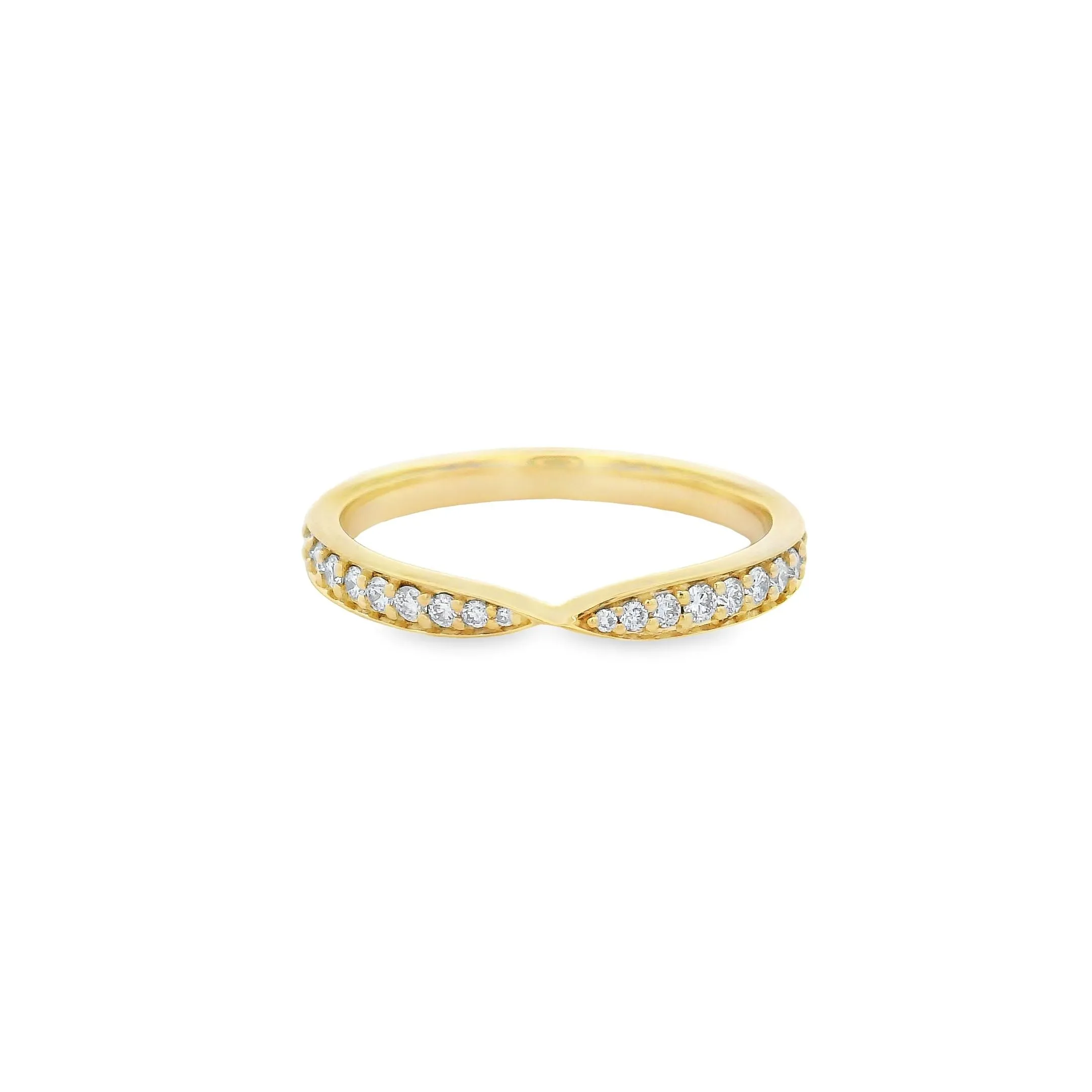 9ct Yellow Gold Round Lab Grown Diamond Centre Pinched Band TDW= 0.20ct