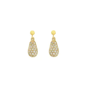 9ct Yellow Gold Silver Infused Cubic Zirconia Drop Earrings