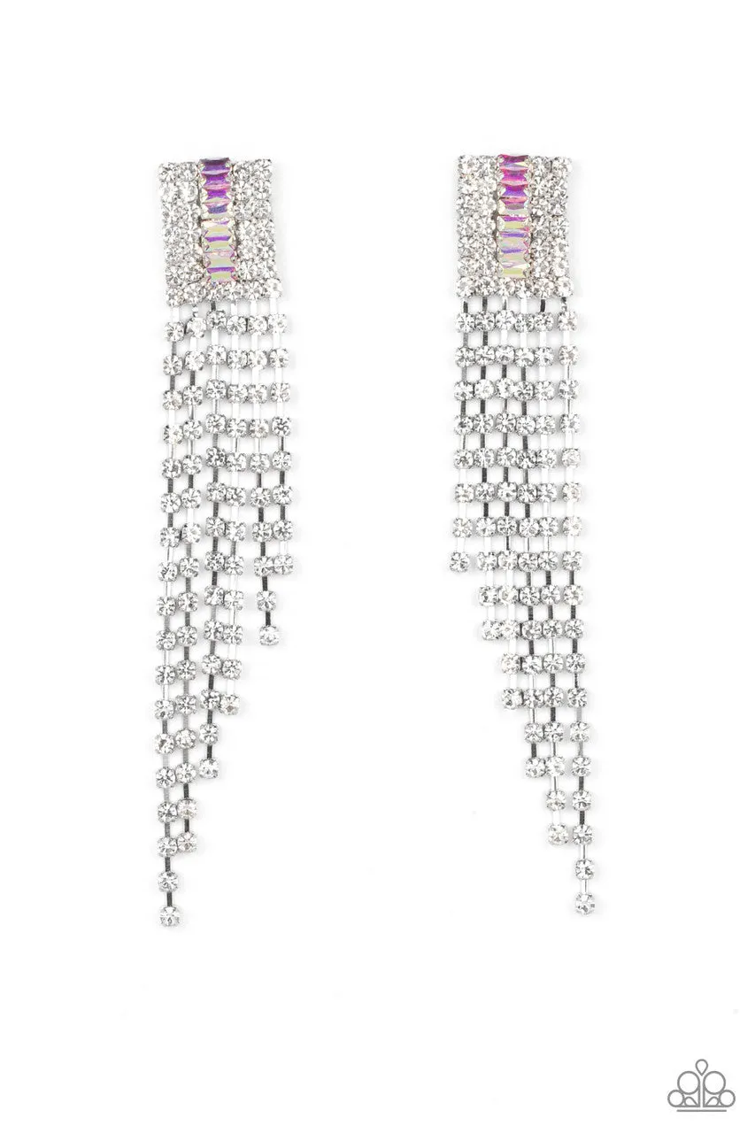 A-Lister Affirmations Multi Iridescent White Rhinestone Paparazzi Post Earrings
