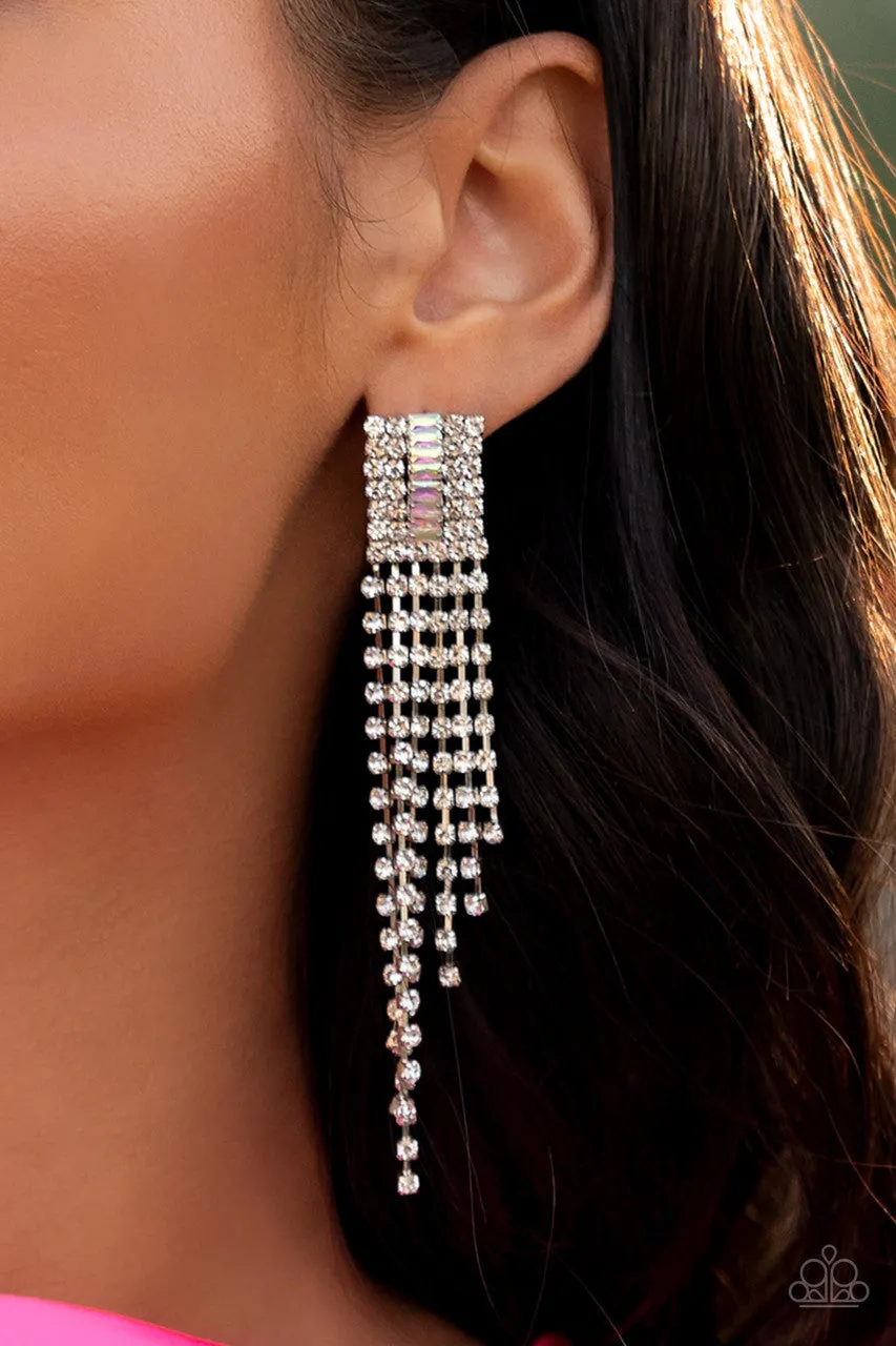 A-Lister Affirmations Multi Iridescent White Rhinestone Paparazzi Post Earrings