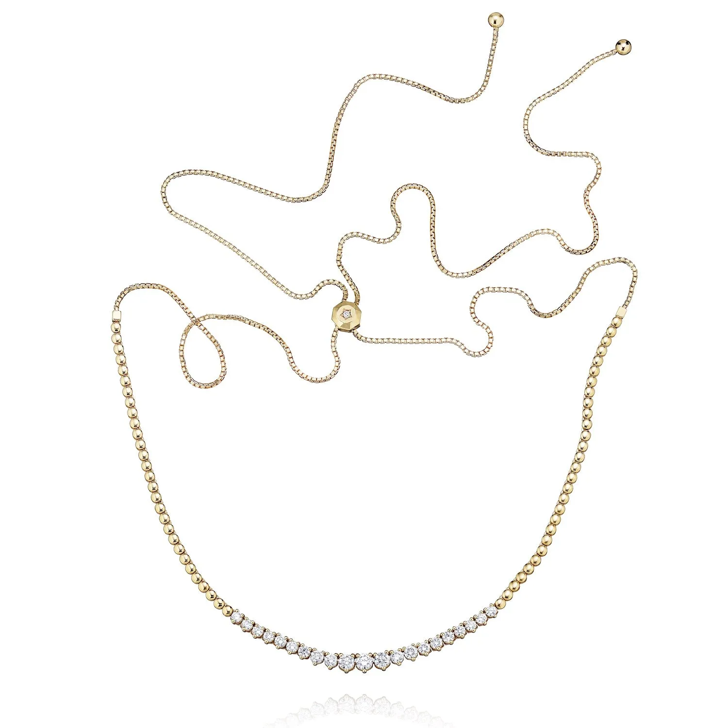 Adjustable 3-Prong Diamond Fringe Necklace