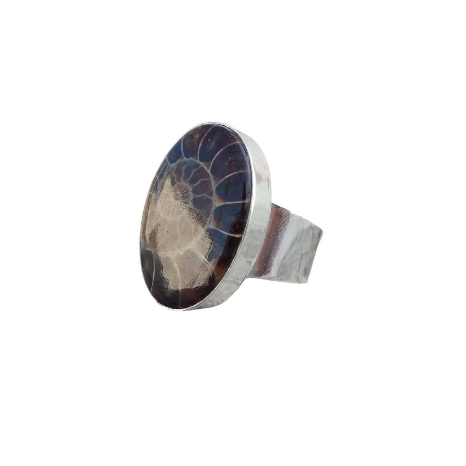 Ammonite Solid 925 Sterling Silver Ring 5