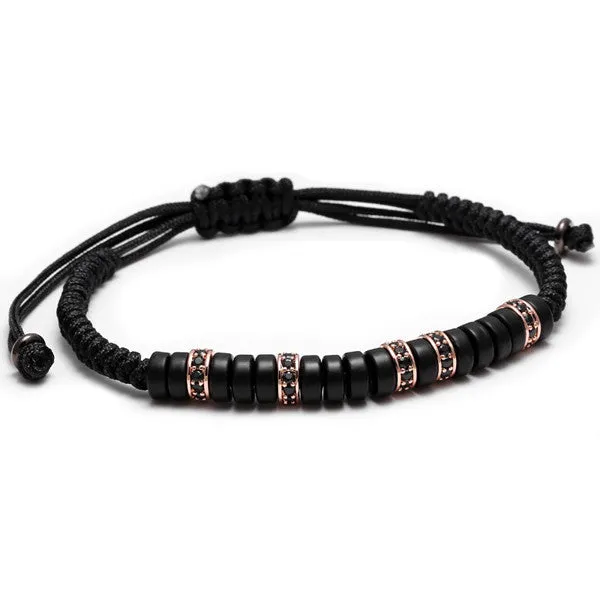Anil Arjandas men's bracelet ,Pave Black CZ Zircon Connector 7mm Coconut shell Bead Braiding pulseiras feminina Macrame Bangle