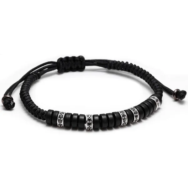 Anil Arjandas men's bracelet ,Pave Black CZ Zircon Connector 7mm Coconut shell Bead Braiding pulseiras feminina Macrame Bangle