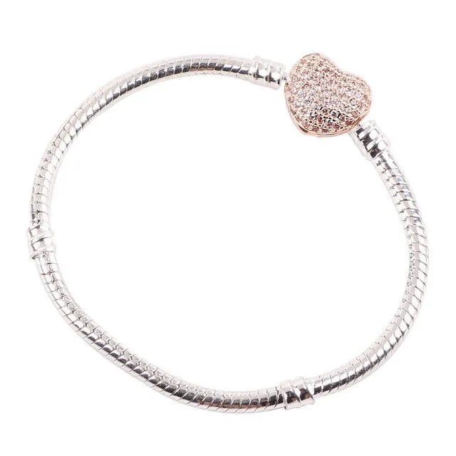 Animal Mickey Charm Bracelets & Bangles Women Jewelry Minnie Pink Bow-Knot Pendant Brand Bracelet DIY Handmade for Girl Gift