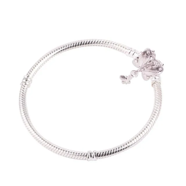 Animal Mickey Charm Bracelets & Bangles Women Jewelry Minnie Pink Bow-Knot Pendant Brand Bracelet DIY Handmade for Girl Gift