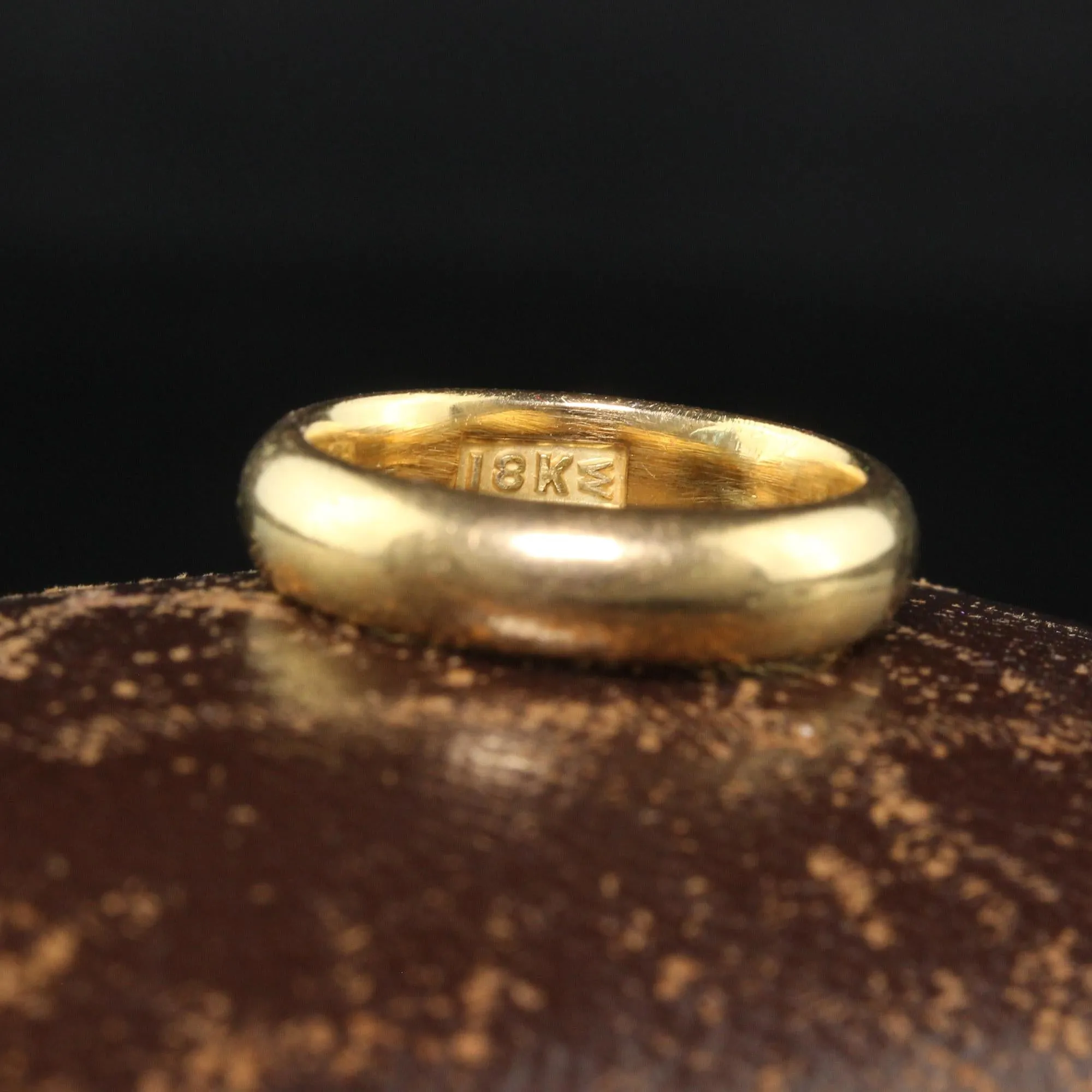 Antique Art Deco 18K Yellow Gold Classic Wide Wedding Band - Size 6