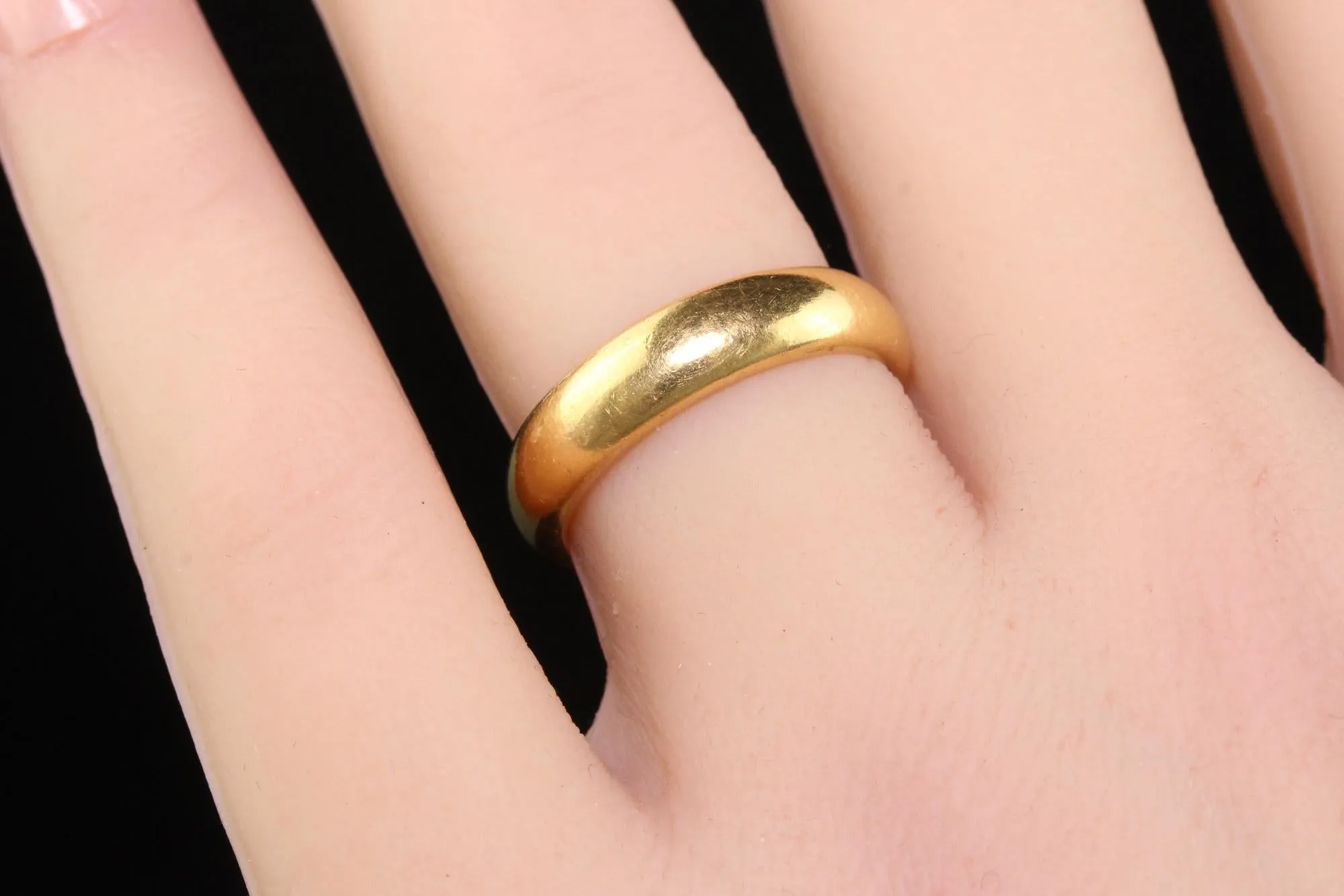 Antique Art Deco 18K Yellow Gold Classic Wide Wedding Band - Size 6
