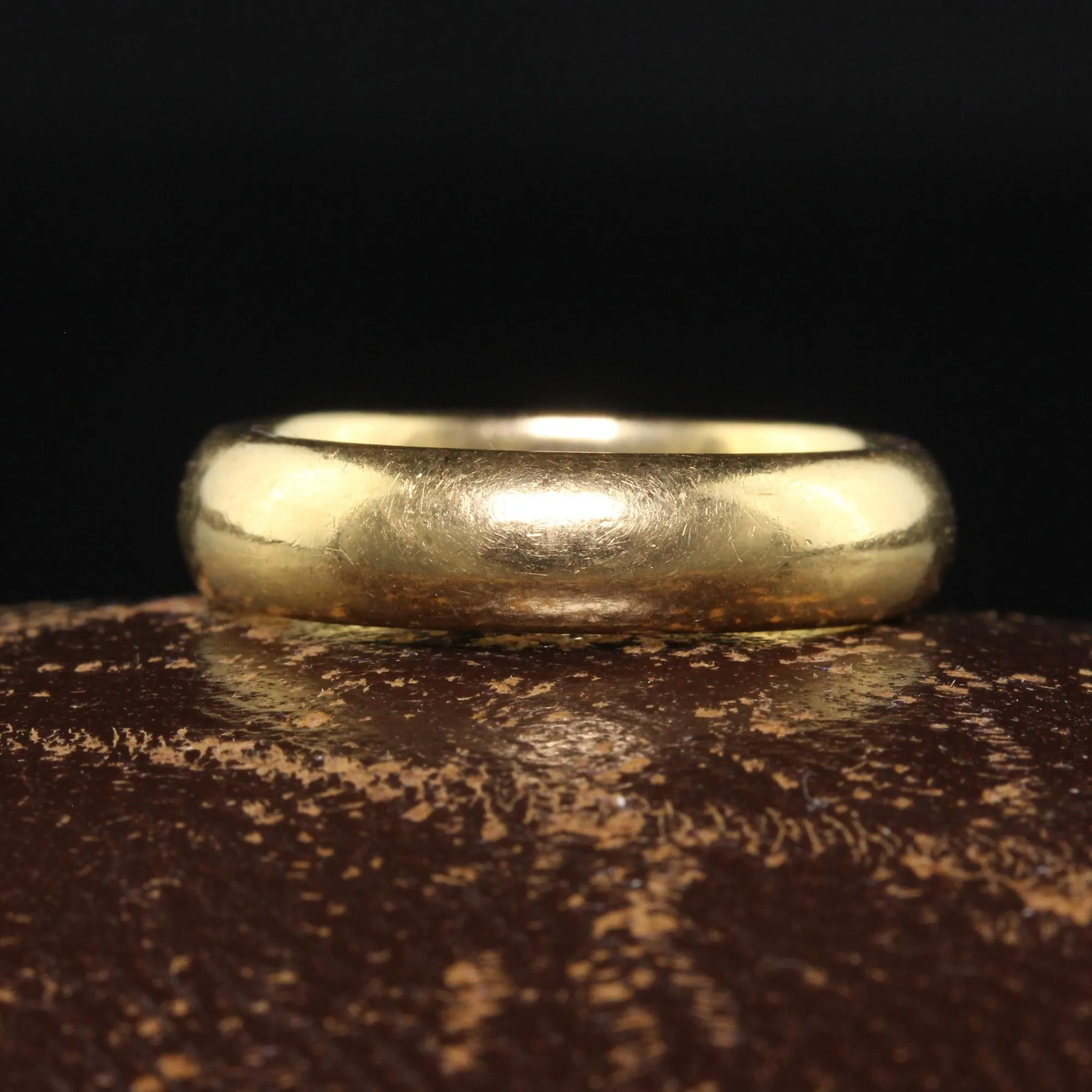 Antique Art Deco 18K Yellow Gold Classic Wide Wedding Band - Size 6