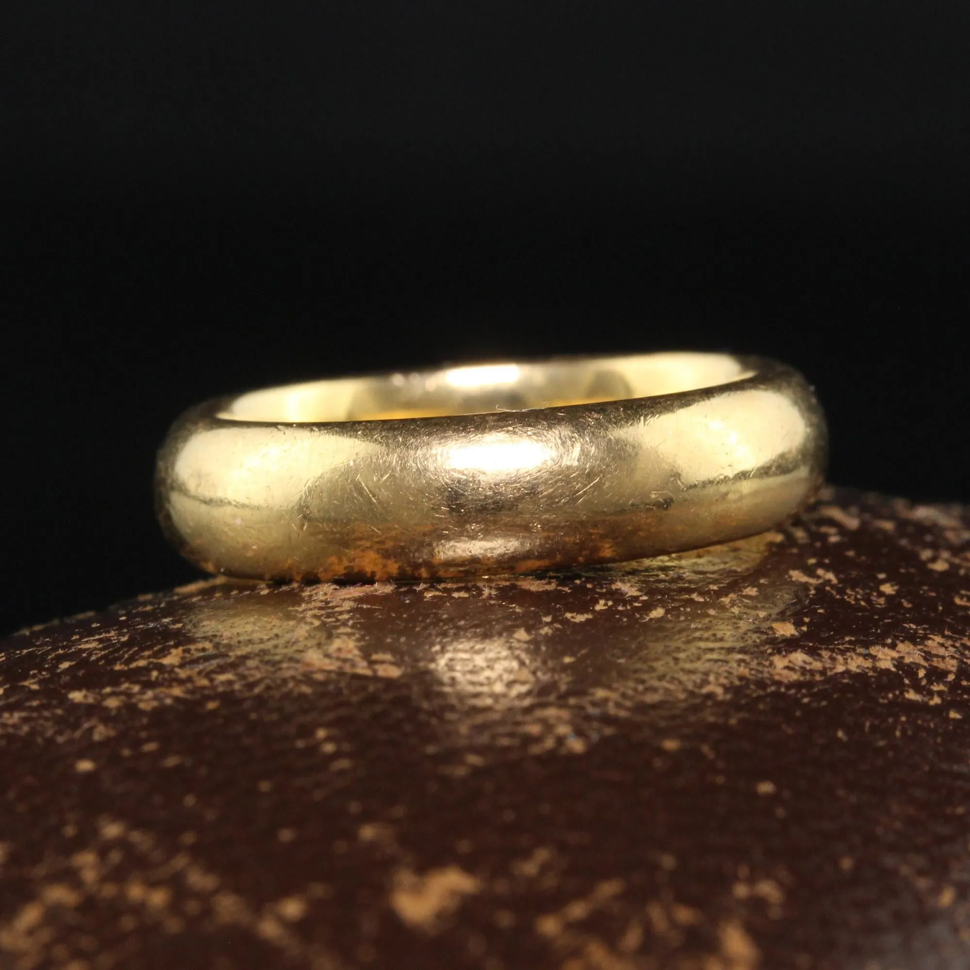 Antique Art Deco 18K Yellow Gold Classic Wide Wedding Band - Size 6