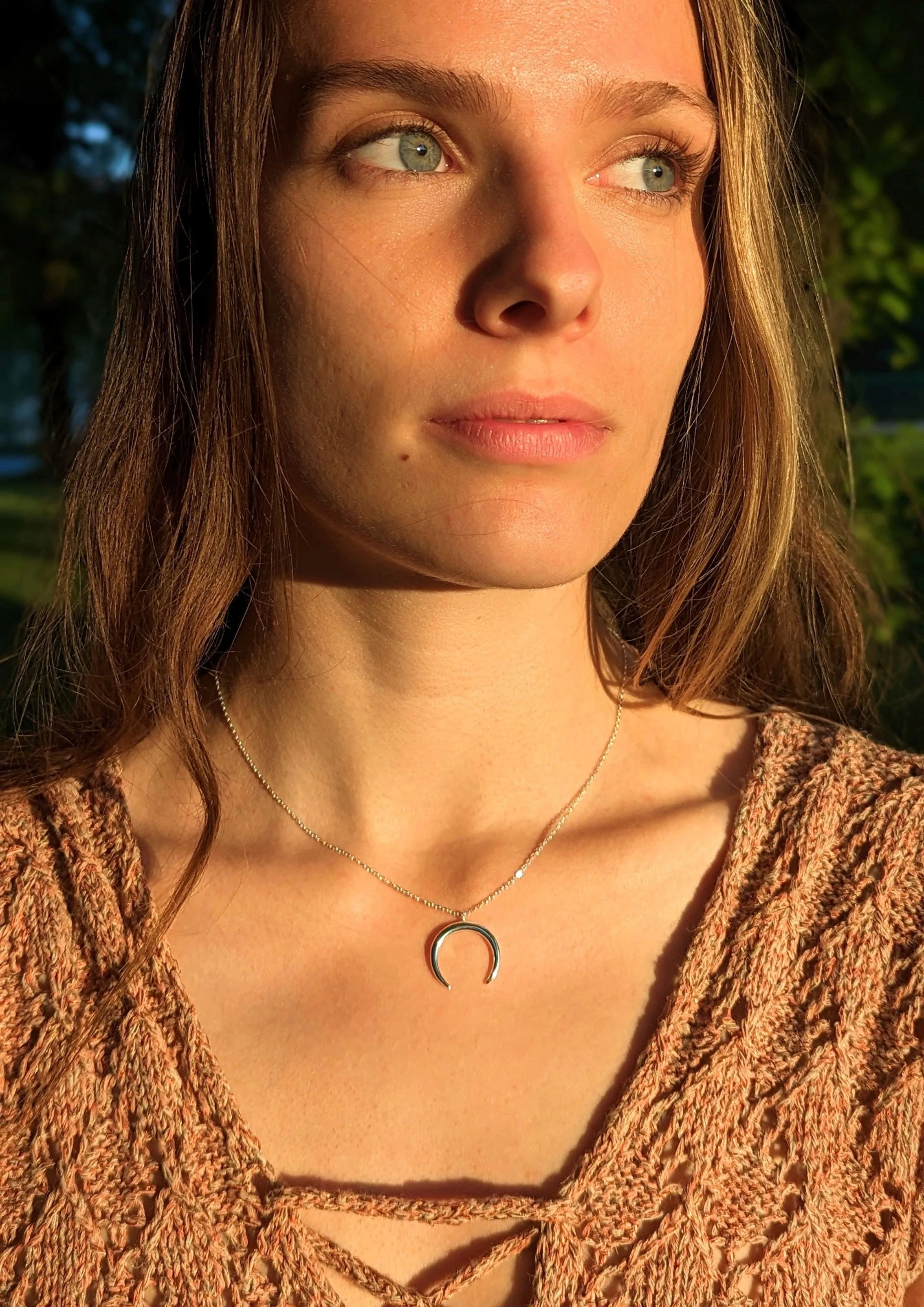 Asmaa Gold Crescent Moon Necklace
