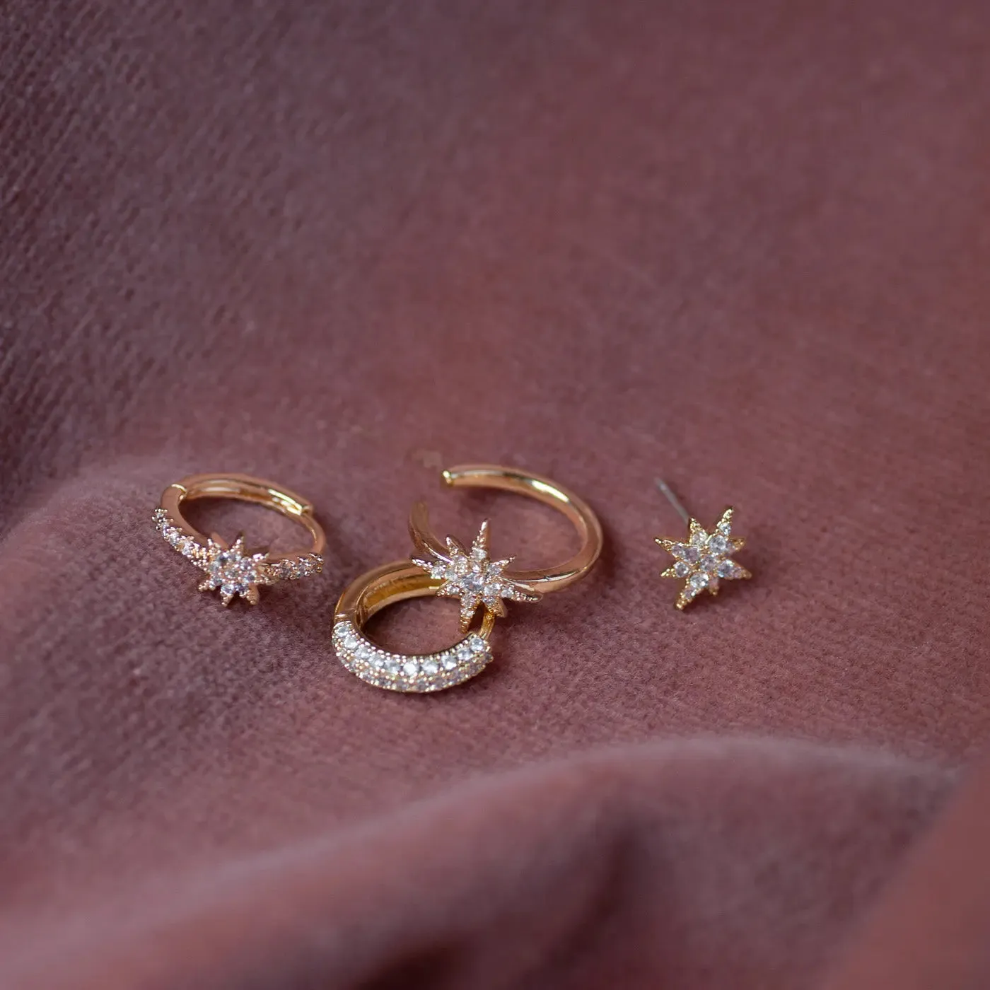 Aurora - Crystal Star Hoop Earrings