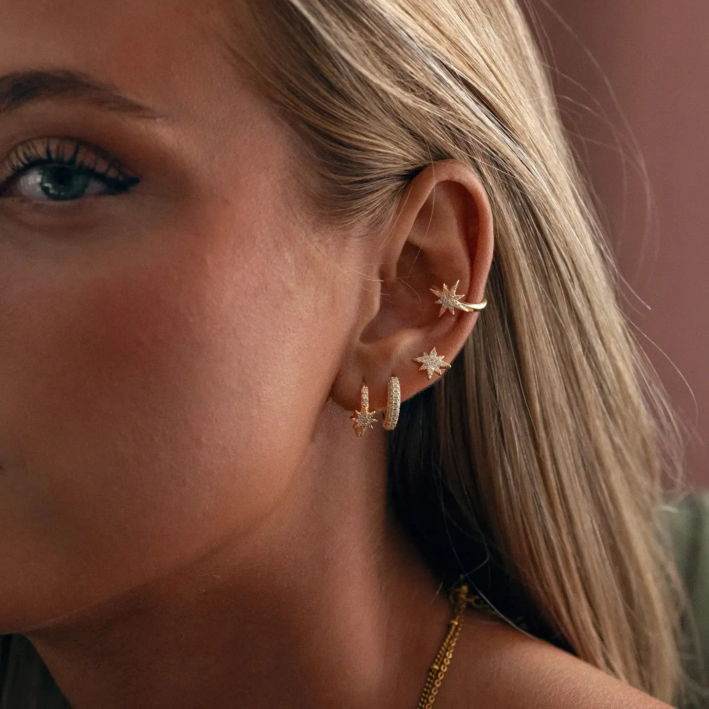 Aurora - Crystal Star Hoop Earrings