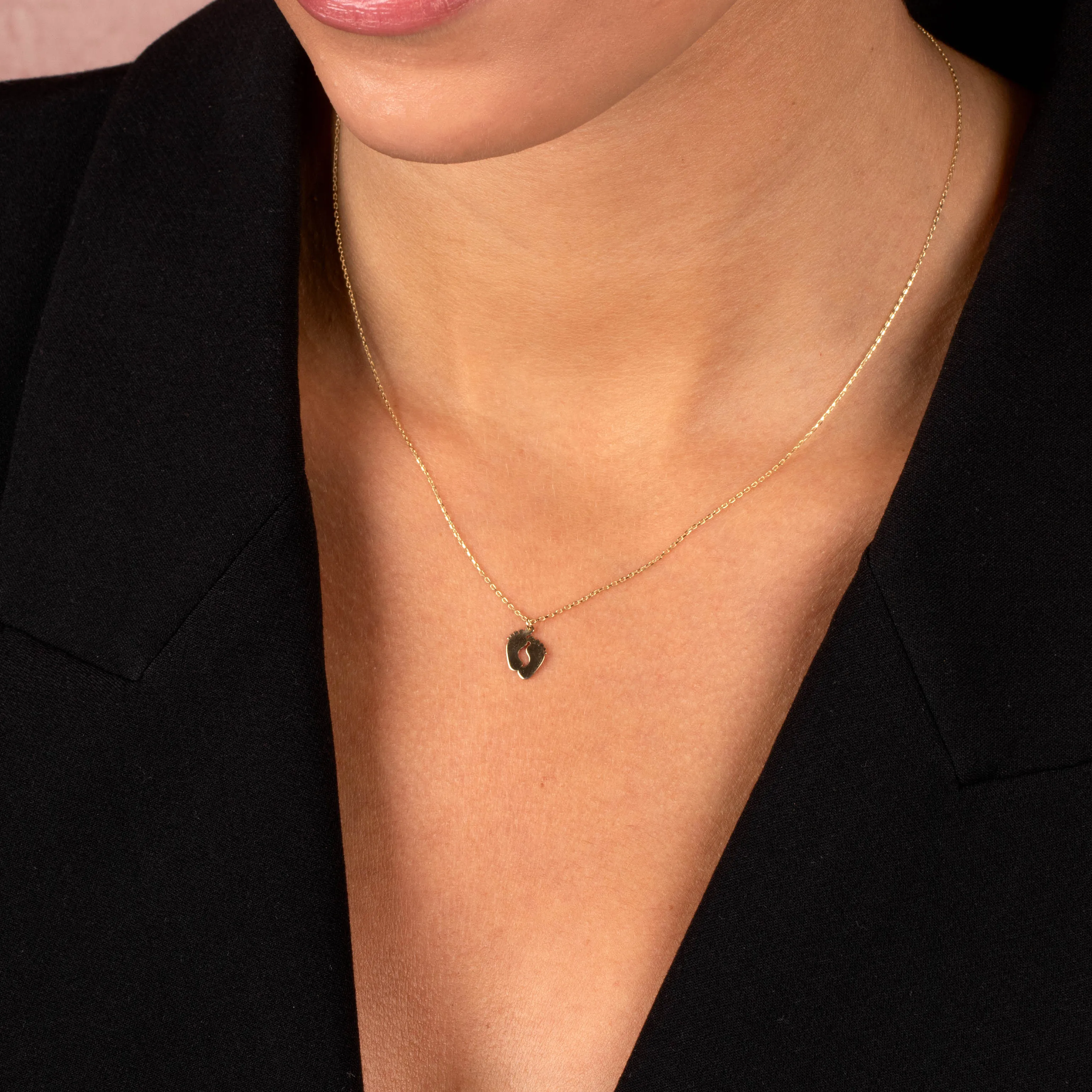 Baby Feet Pendant Necklace 14K