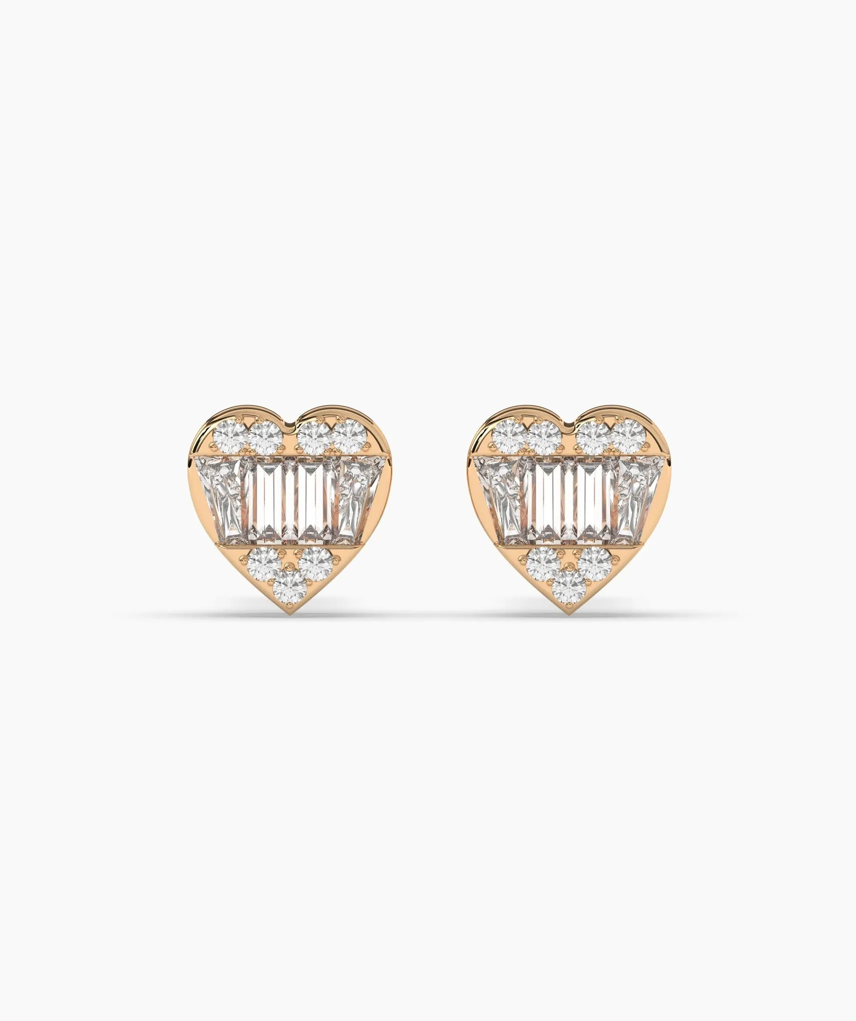 Baguette Diamond Heart Earrings